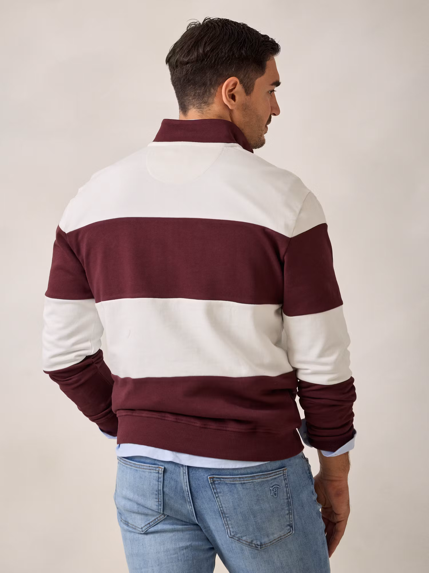 Sweatshirt às riscas com meia-zip | Amora