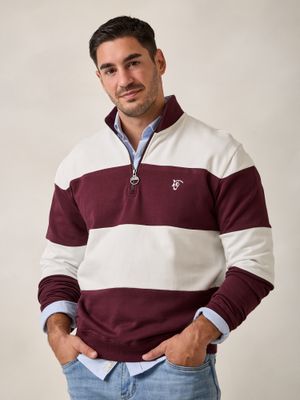 Striped Half-Zip Sweatshirt | Mulberry