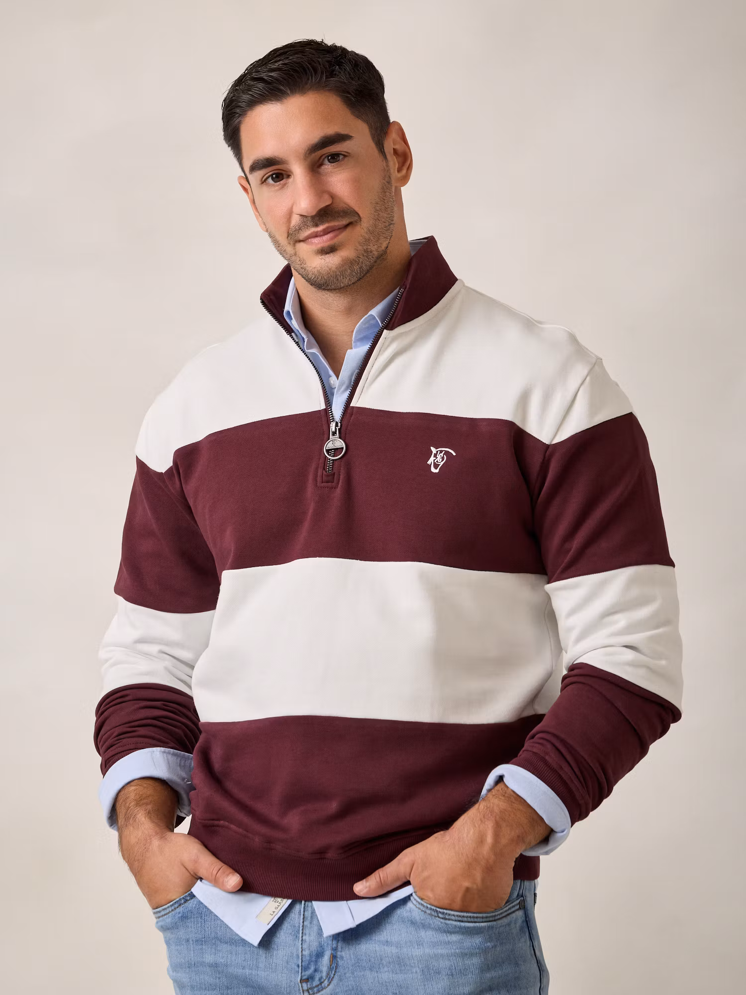Sudadera Media Cremallera Rayas | Mulberry