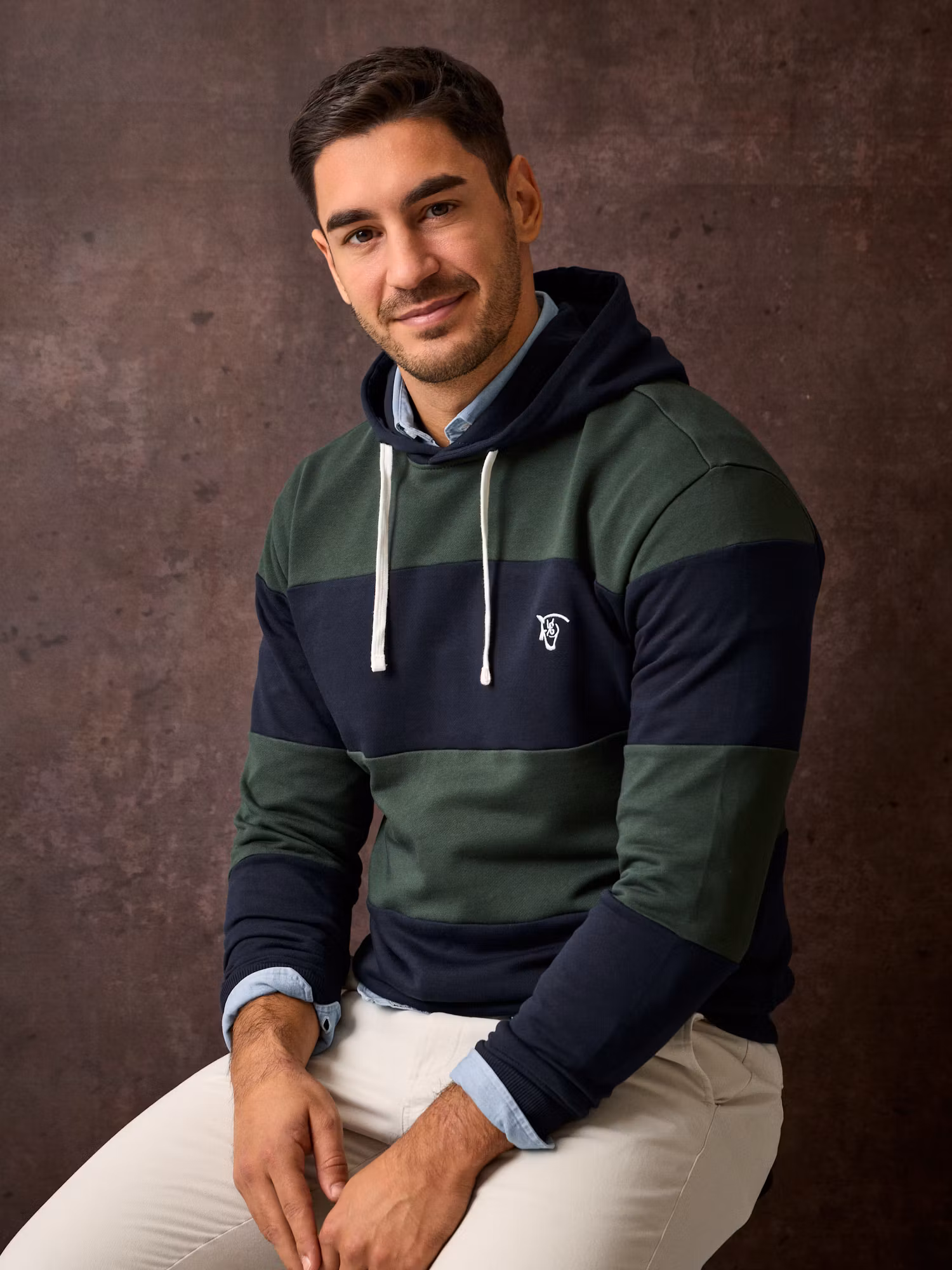 Striped Hoodie | Navy Blue