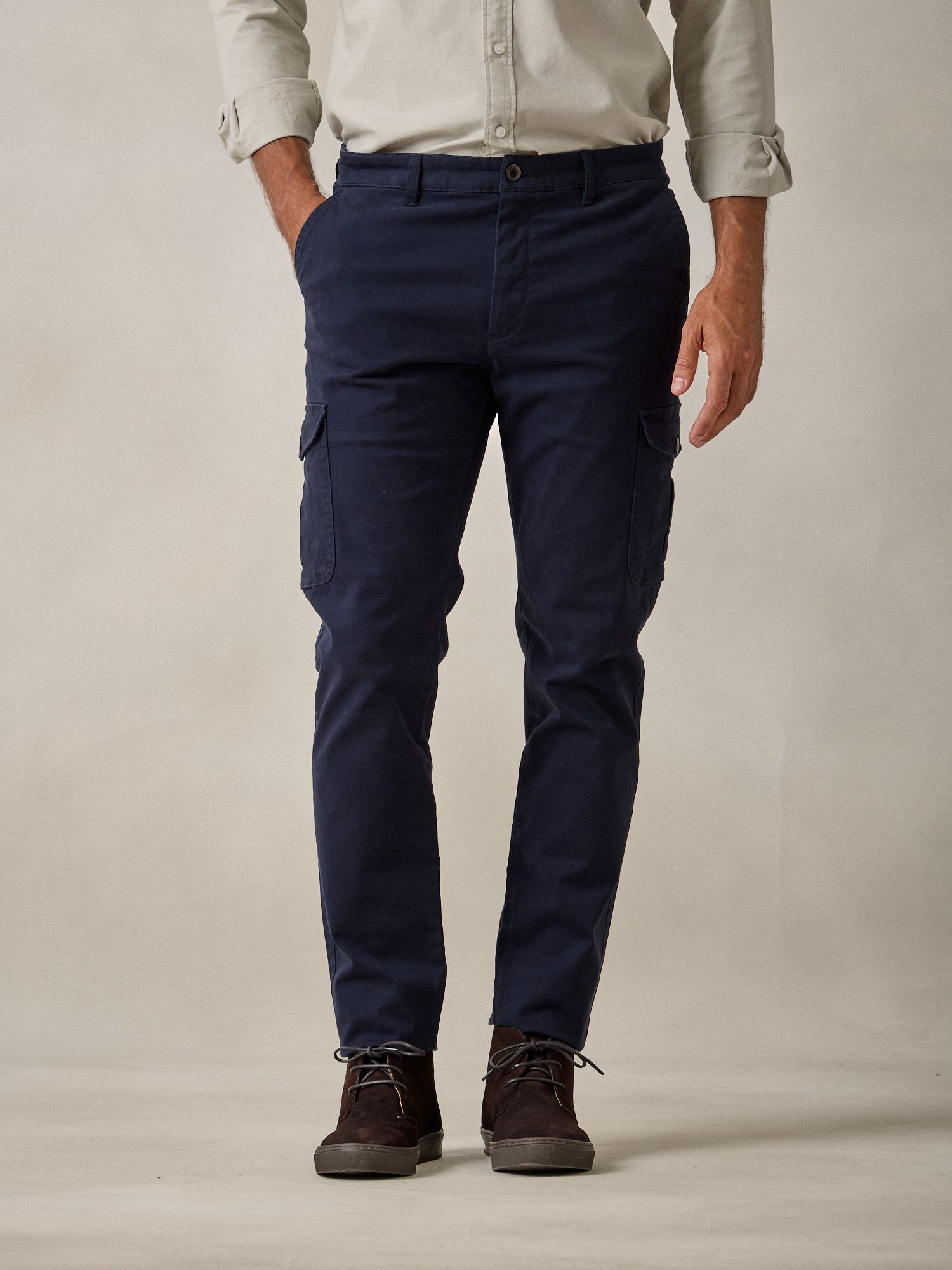 Cotton cargo trousers | Navy Blue
