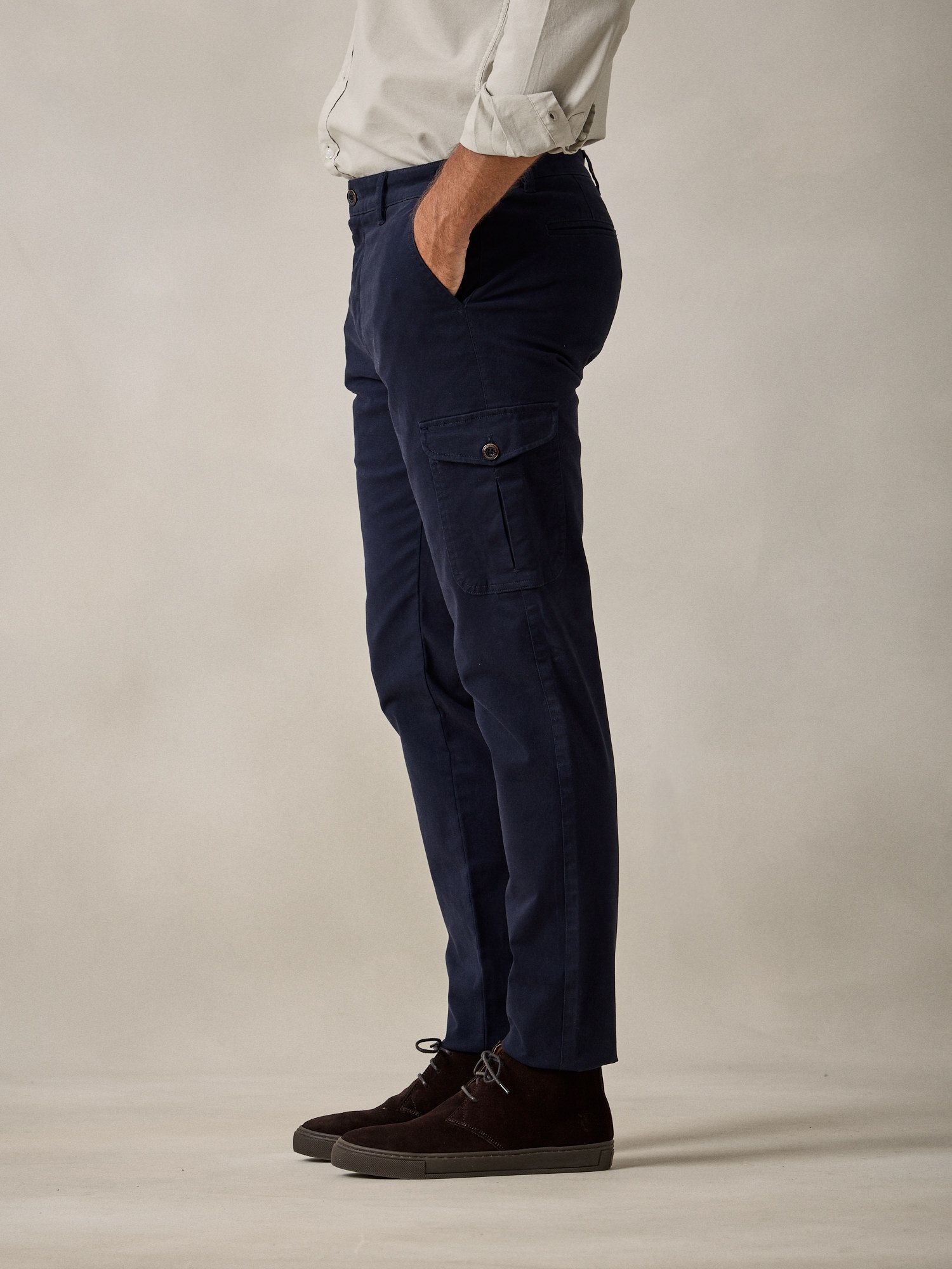 Cotton cargo trousers | Navy Blue