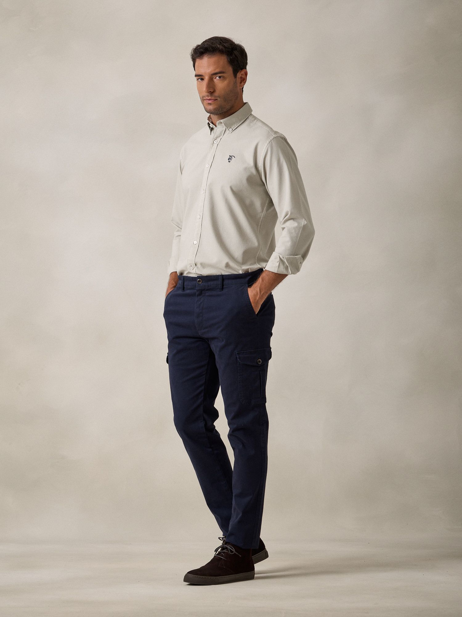 Pantalon cargo coton | Bleu Marine