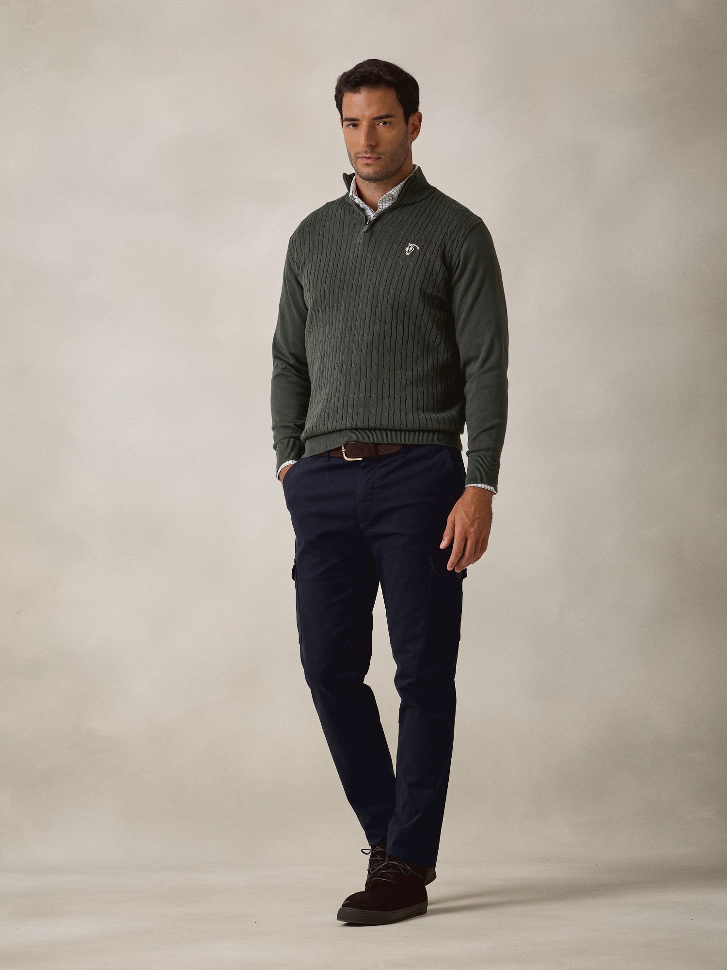 Cotton cargo trousers | Navy Blue