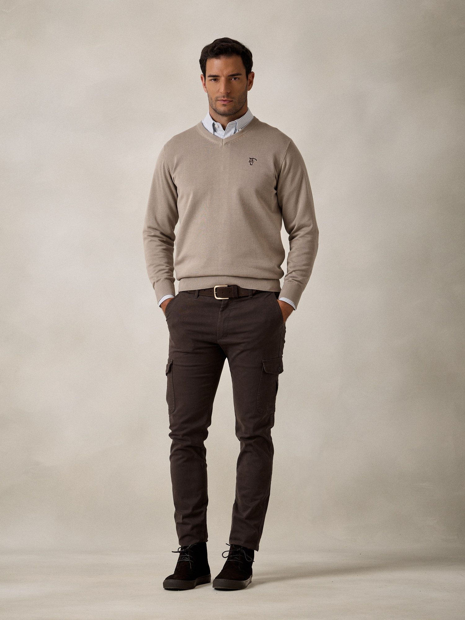 Cotton cargo trousers | Mocha