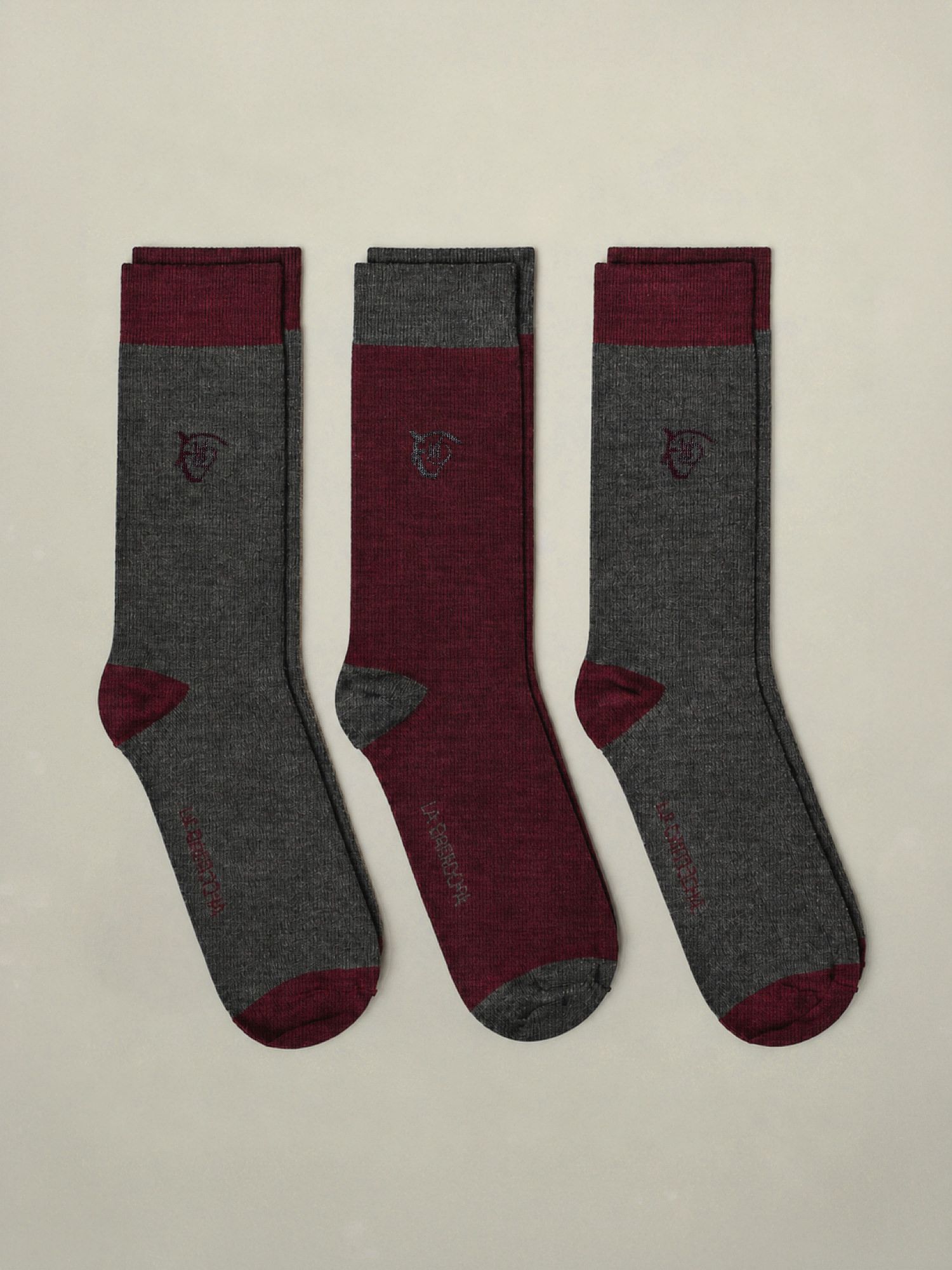 Pack de 3 Meias Caneladas para Vestir | Vinho