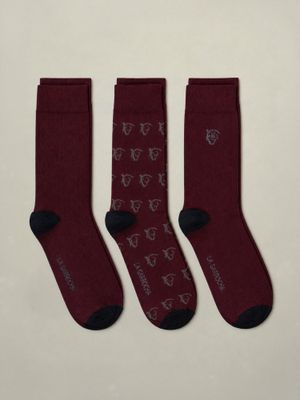 Lot de 3 Chaussettes Équestres | Rouge Vin