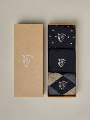 Pack of 3 Patterned Socks | Navy Blue