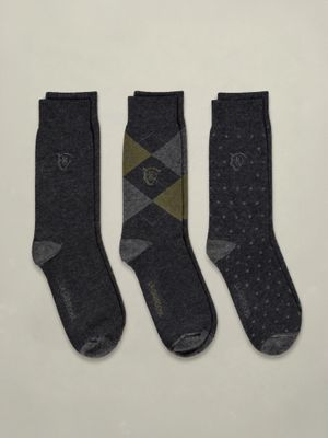 Lot de 3 Chaussettes à Motifs | Gris Marengo