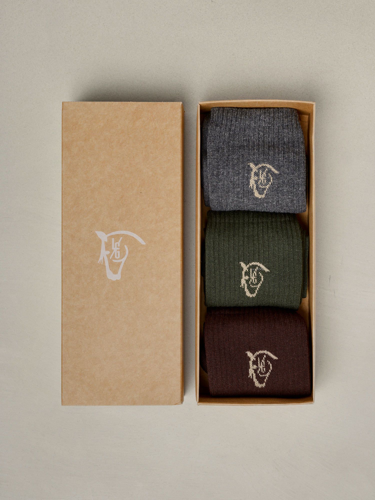 Pack de 3 pares de meias lisas caneladas | Verde Abeto 