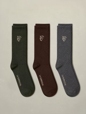 Pack de 3 pares de meias lisas caneladas | Verde Abeto 