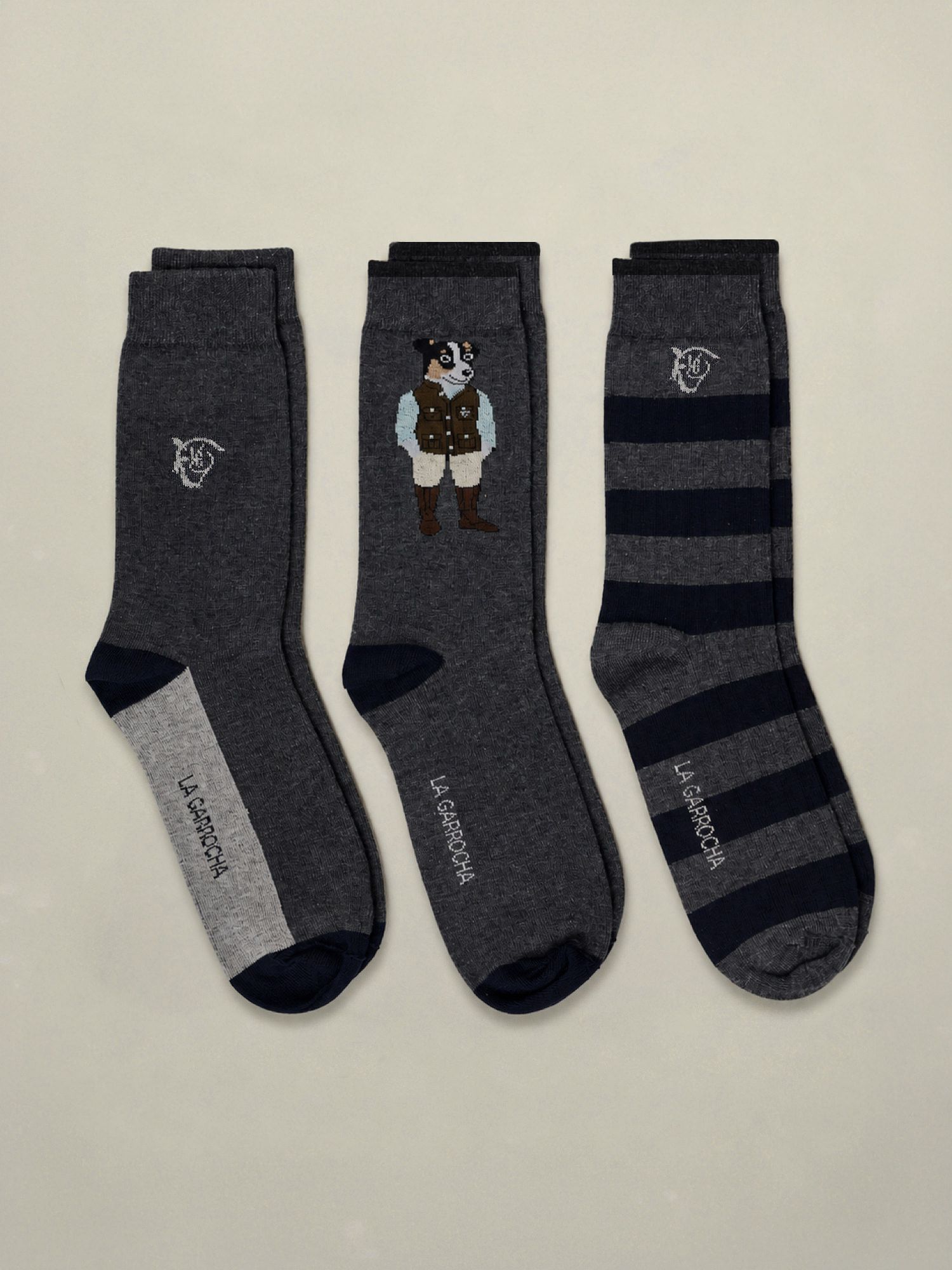 Pack de 3 pares de meias Rocho | Cinza Marengo